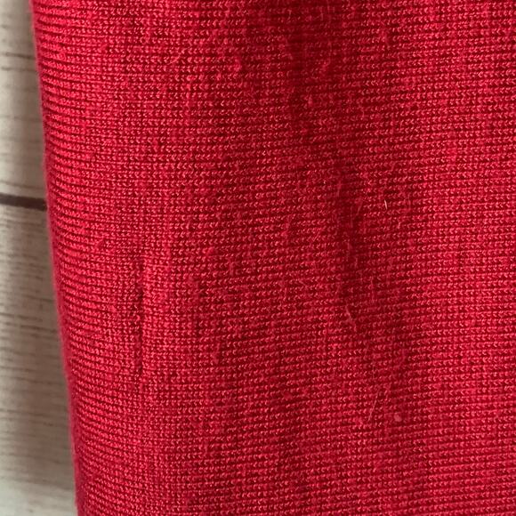 Pointelle Long Red Cardigan Sweater Open Front Folded Neckline Size Small - Picture 11 of 16